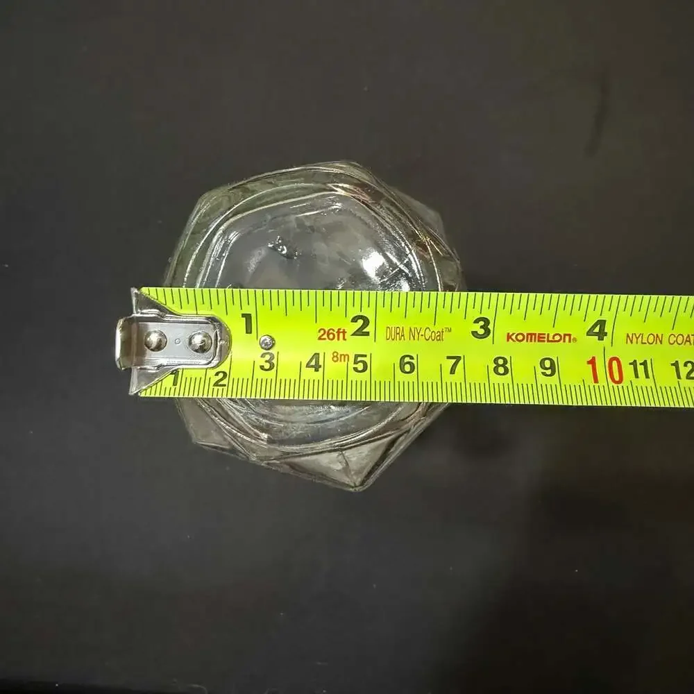 Vintage Clear Glass Faceted Hexagonal Decanter Bottle with Glass Stopper